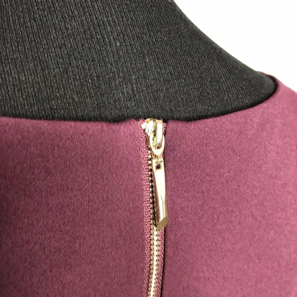 WHBM wine maroon purple bell sleeve midi sheath dress size 6